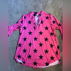 Heimish Pink Black Stars Top Medium